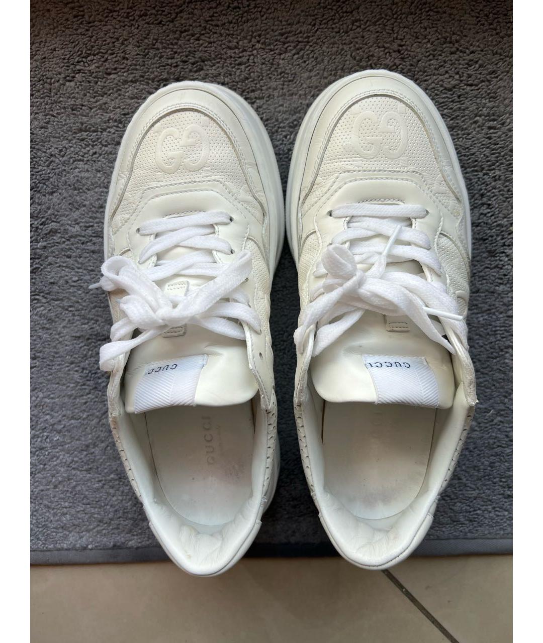 GUCCI Белые кожаные кеды, фото 6