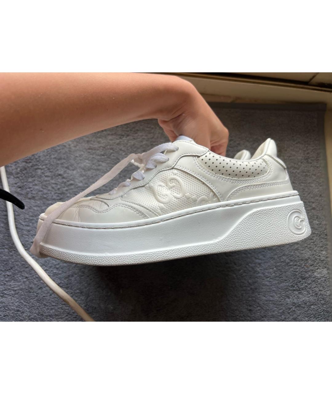 GUCCI Белые кожаные кеды, фото 8