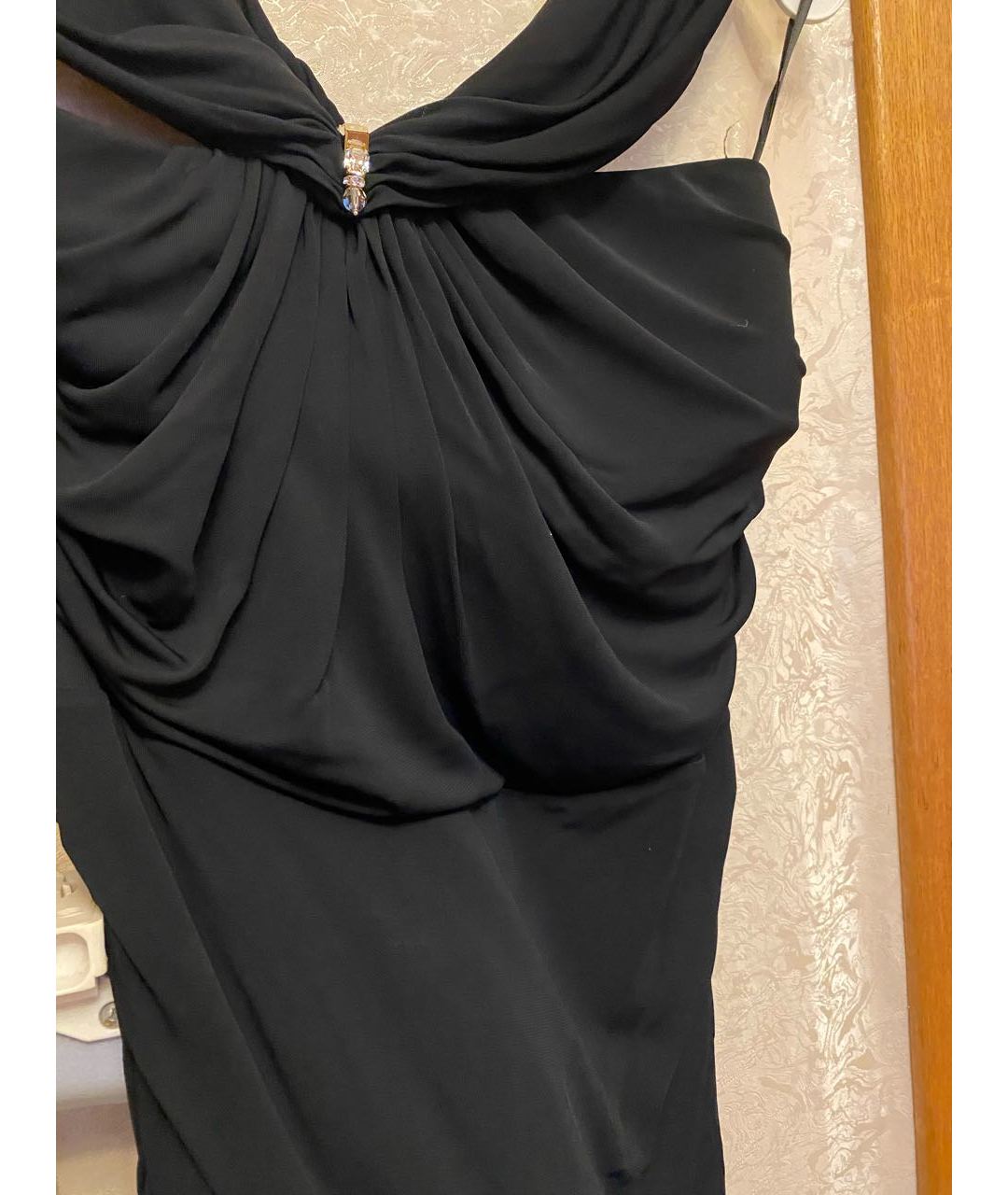 ELISABETTA FRANCHI Черное деним коктейльное платье, фото 3