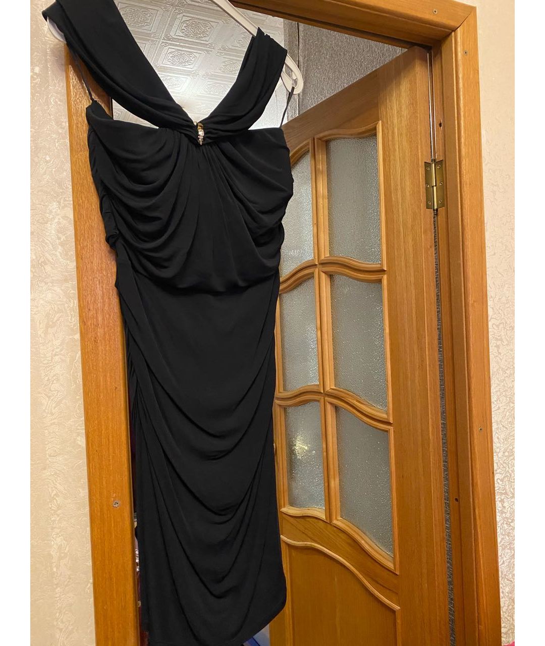 ELISABETTA FRANCHI Черное деним коктейльное платье, фото 5