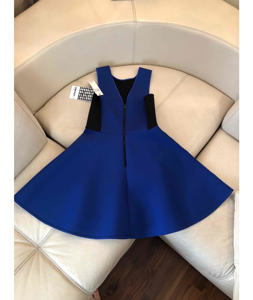DKNY Синее полиэстеровое повседневное платье, фото 2