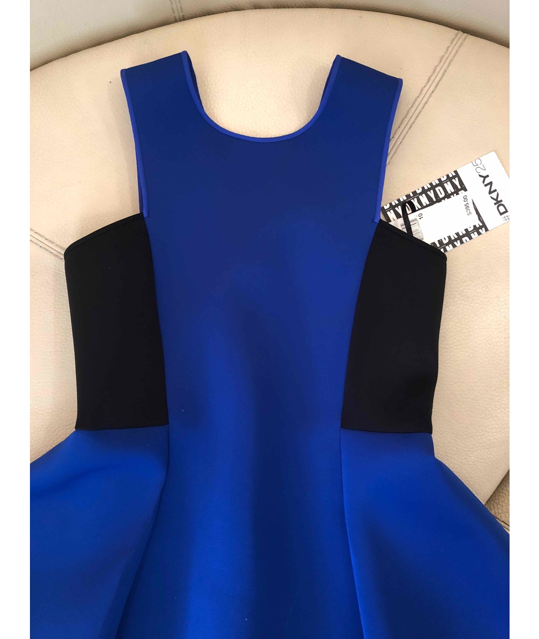 DKNY Синее полиэстеровое повседневное платье, фото 3