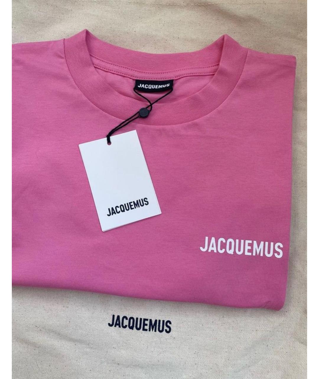 JACQUEMUS Розовая хлопковая футболка, фото 5