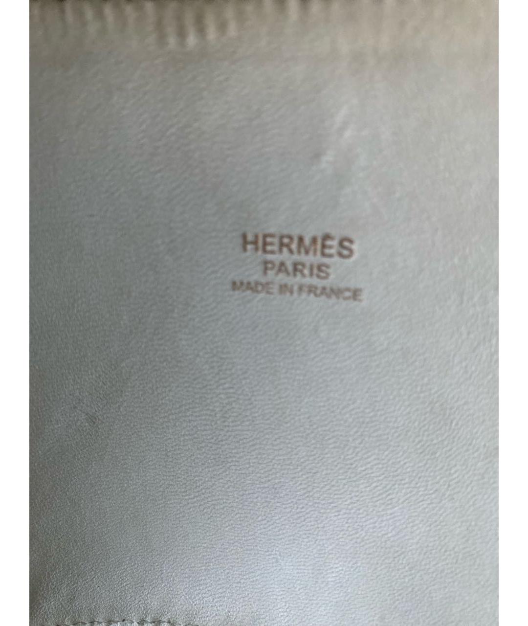 HERMES Белая кожаная сумка с короткими ручками, фото 6
