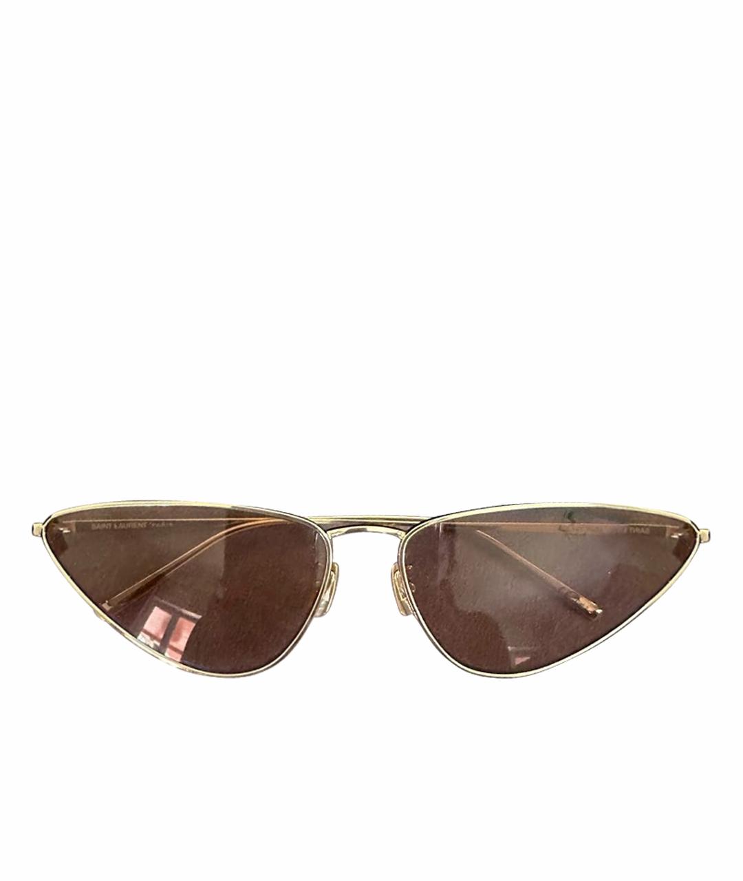 SAINT LAURENT Золотые металлические солнцезащитные очки, фото 1