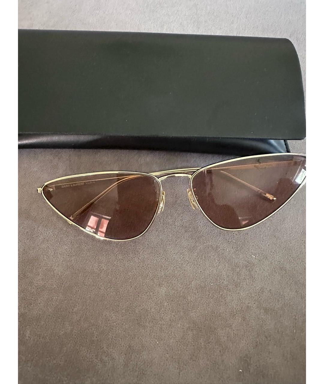 SAINT LAURENT Золотые металлические солнцезащитные очки, фото 5