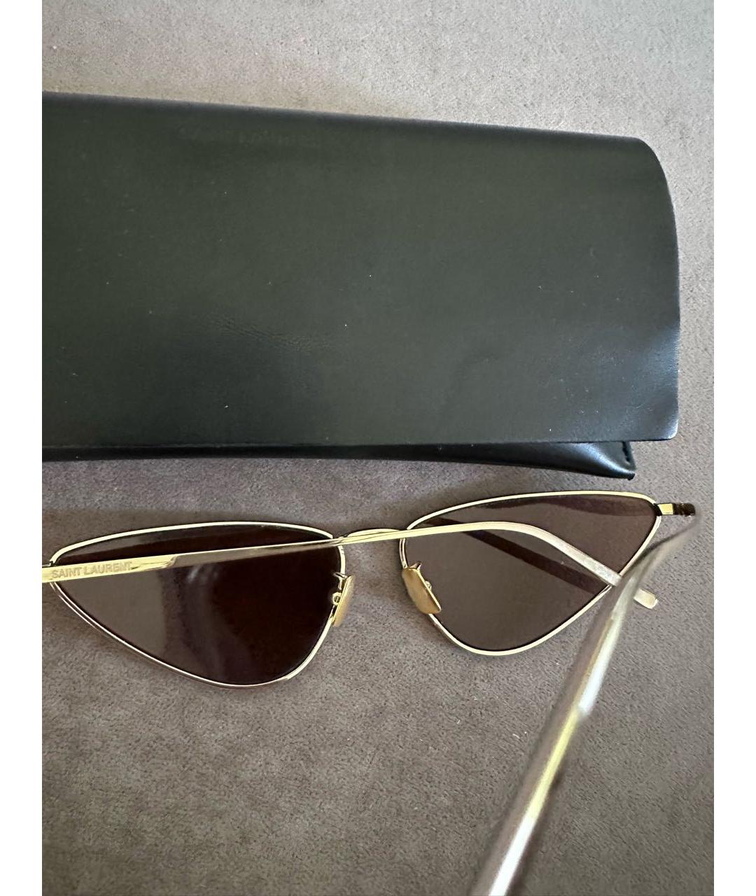 SAINT LAURENT Золотые металлические солнцезащитные очки, фото 4