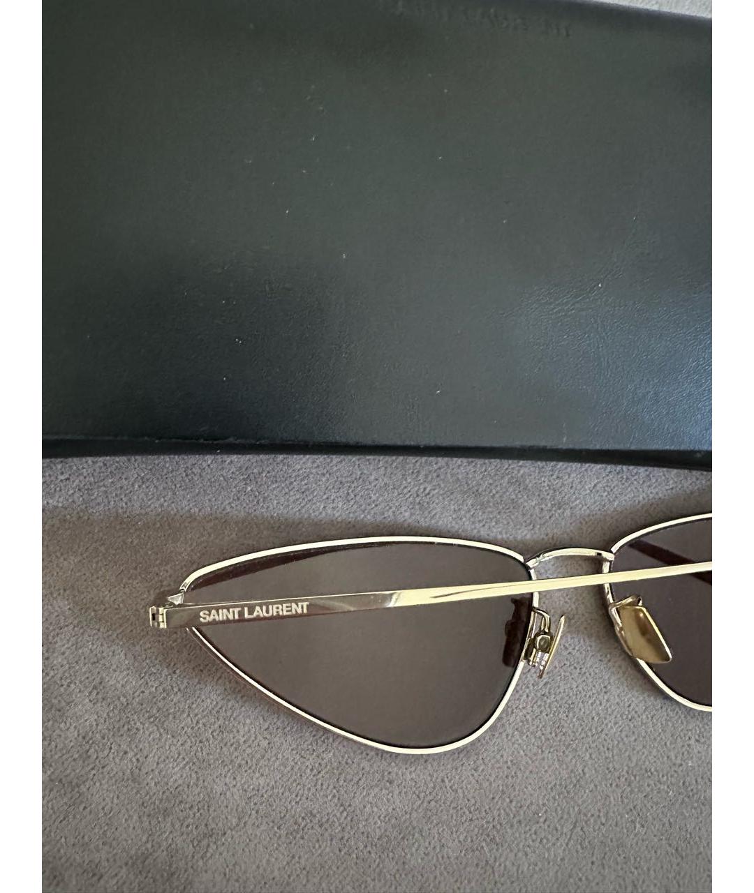 SAINT LAURENT Золотые металлические солнцезащитные очки, фото 2