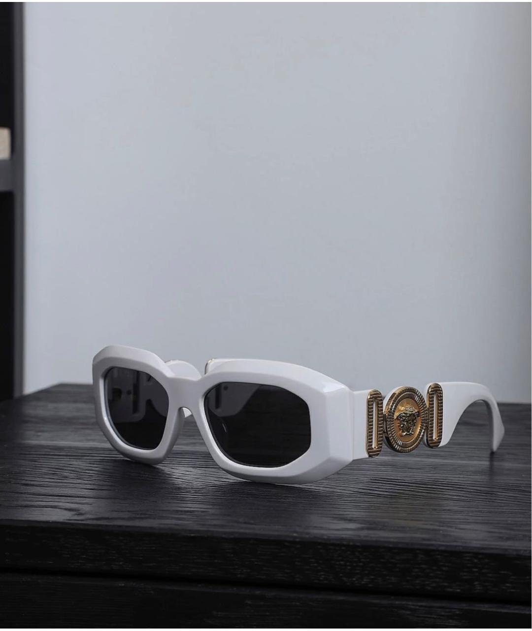 VERSACE Белые пластиковые солнцезащитные очки, фото 4