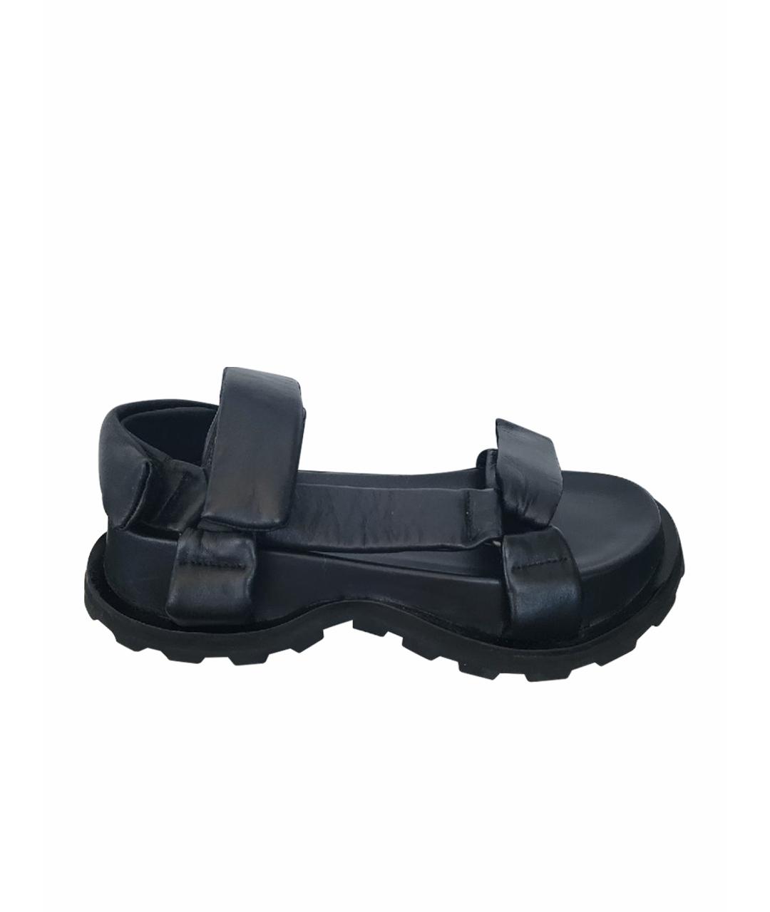 JIL SANDER Черные кожаные сандалии, фото 1