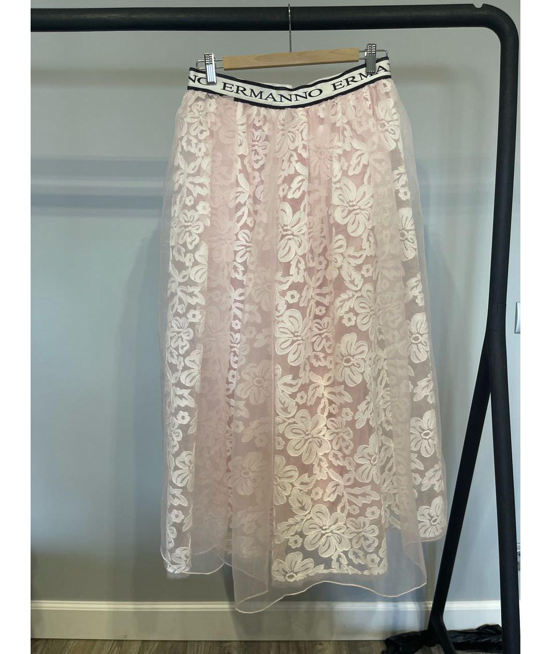 ERMANNO SCERVINO Розовая полиэстеровая юбка макси, фото 6