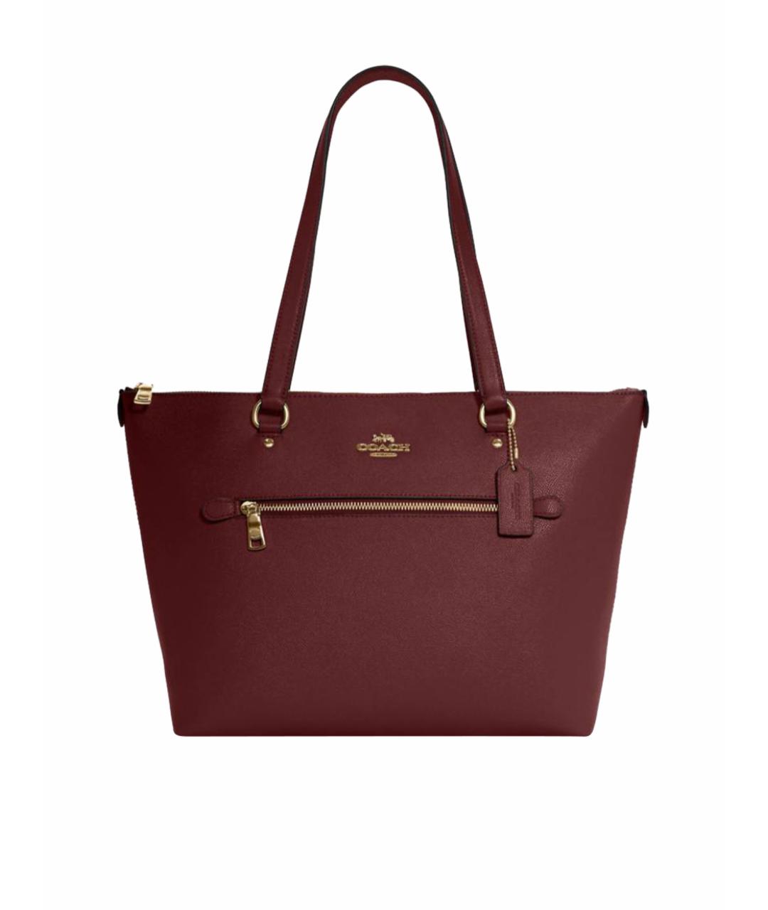 COACH Бордовая кожаная сумка тоут, фото 1