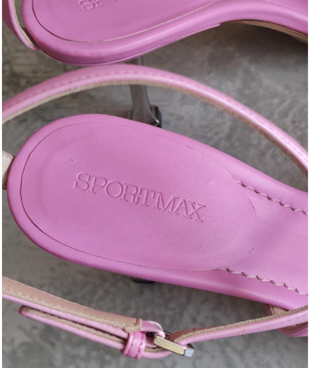 SPORTMAX Розовые кожаные босоножки, фото 4
