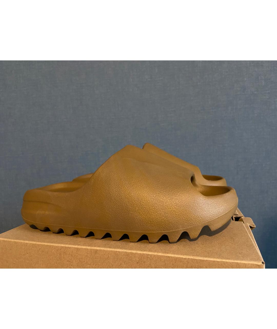 ADIDAS YEEZY Коричневые резиновые шлепанцы, фото 2