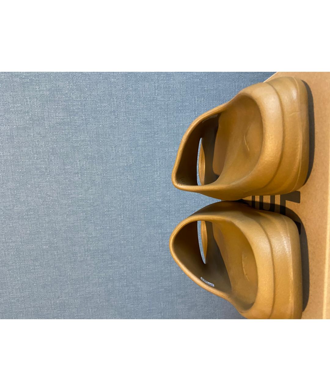 ADIDAS YEEZY Коричневые резиновые шлепанцы, фото 3