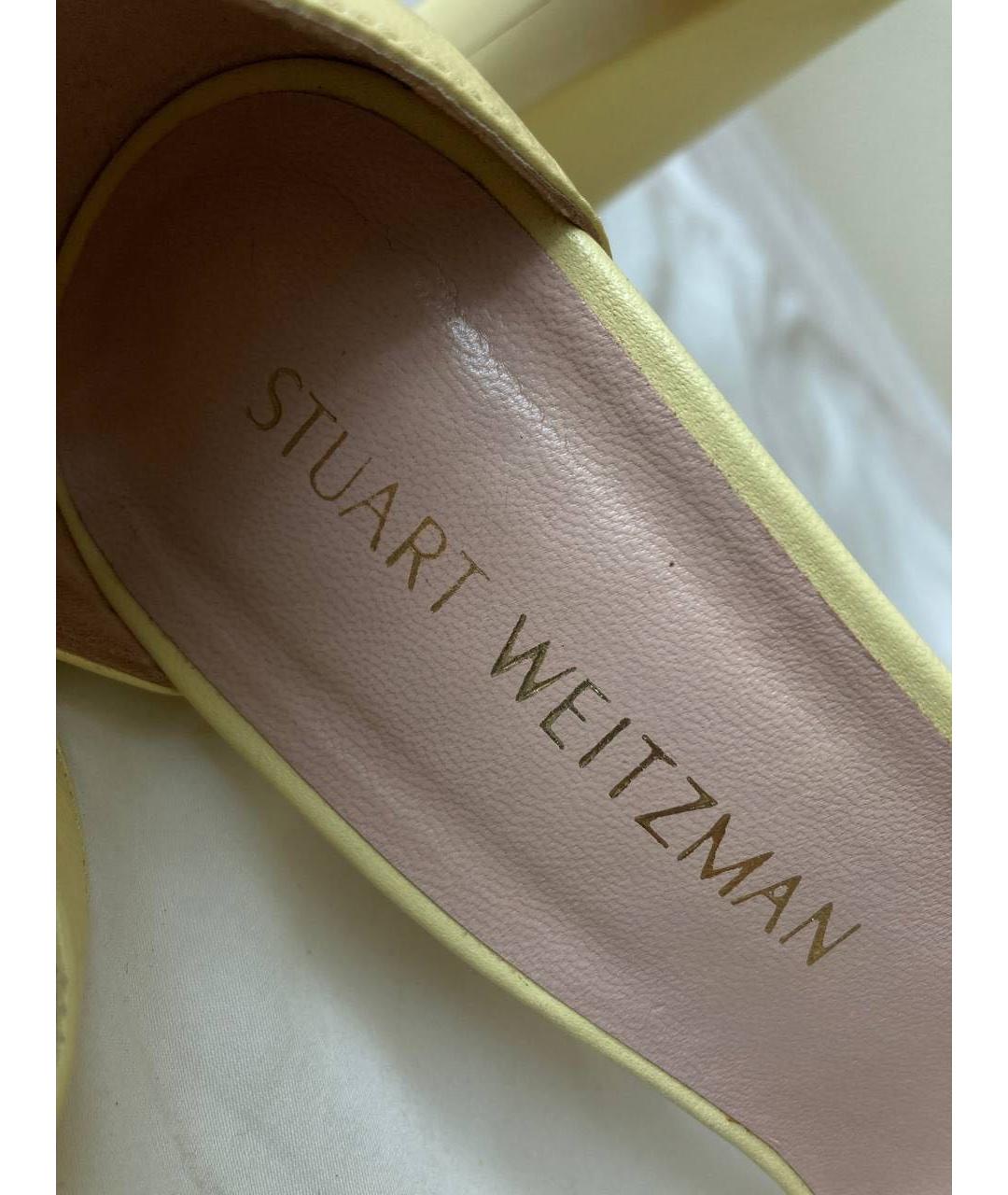 STUART WEITZMAN Желтые кожаные босоножки, фото 8