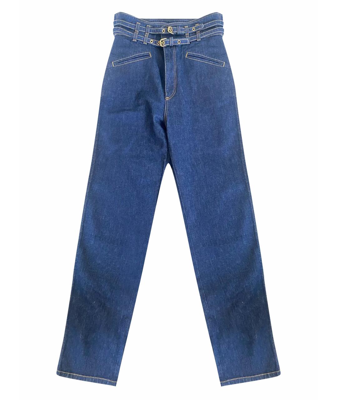 PHILOSOPHY DI LORENZO SERAFINI Синие хлопко-эластановые прямые джинсы, фото 1