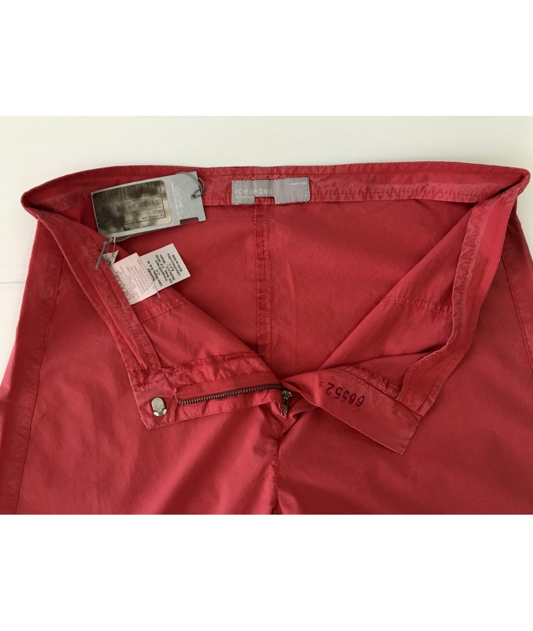 ICEBERG Красные хлопко-эластановые брюки широкие, фото 3