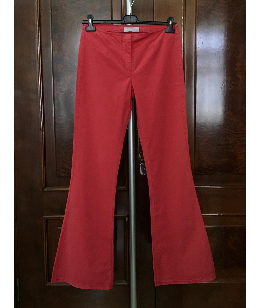 ICEBERG Красные хлопко-эластановые брюки широкие, фото 6