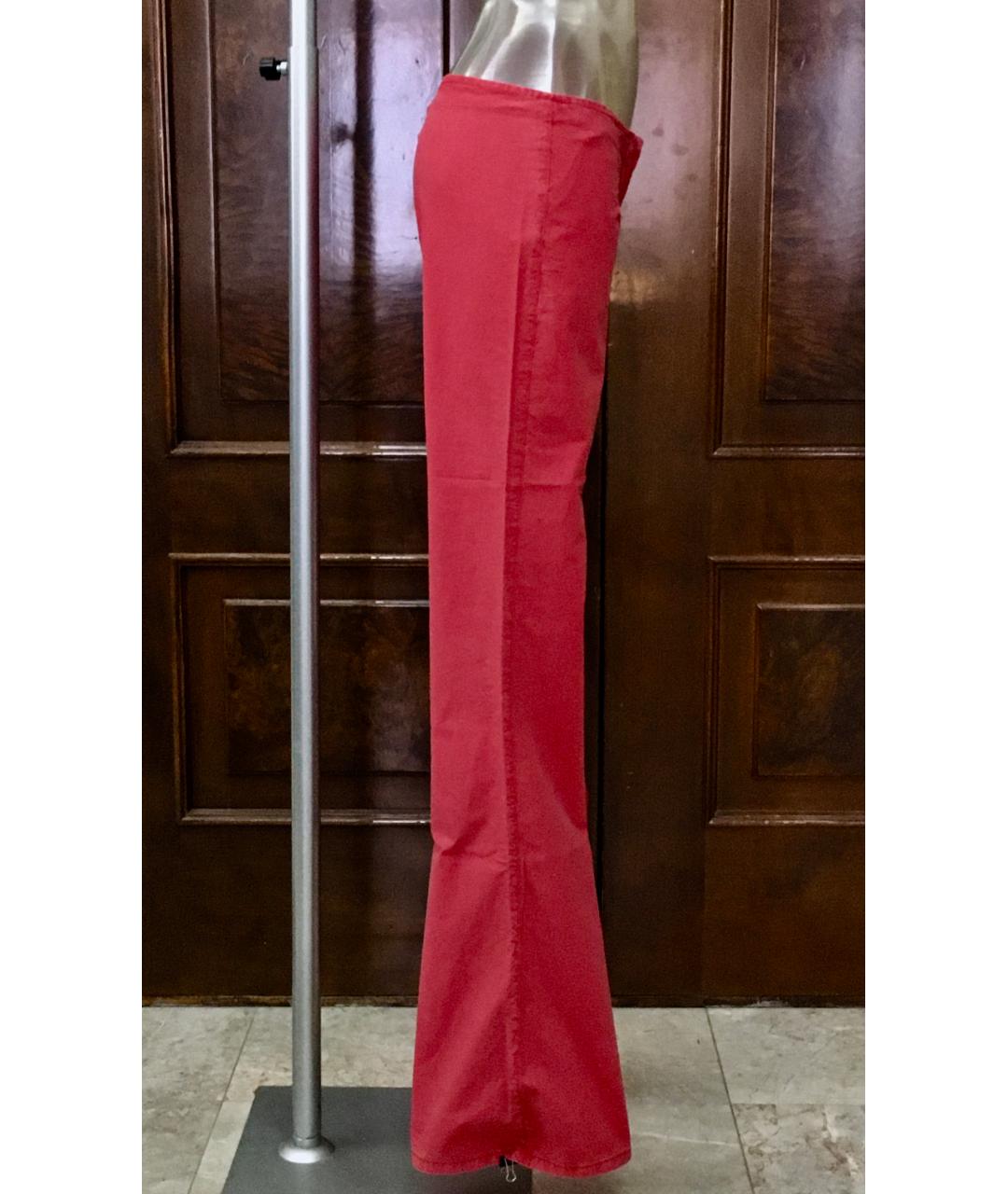 ICEBERG Красные хлопко-эластановые брюки широкие, фото 5