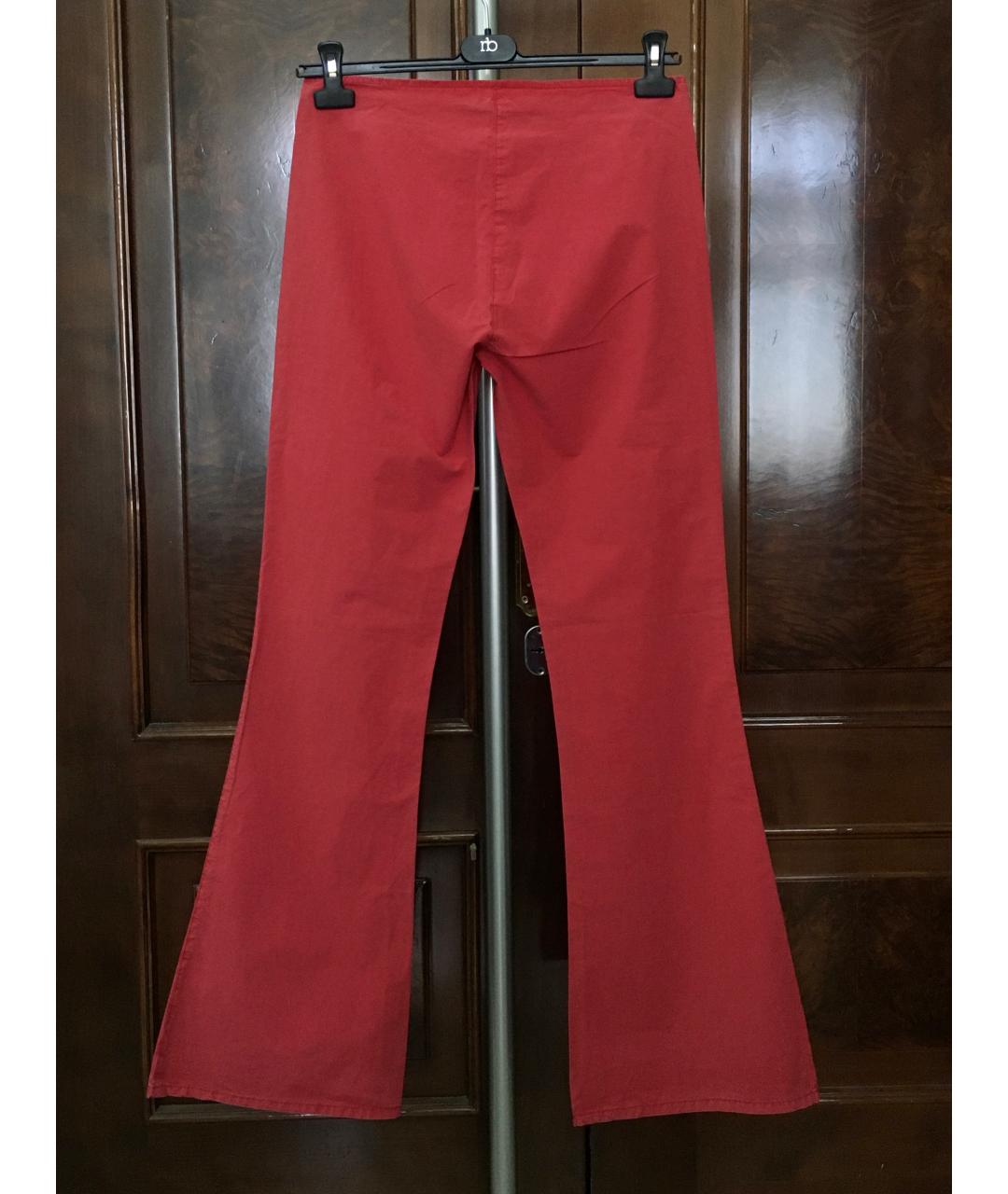 ICEBERG Красные хлопко-эластановые брюки широкие, фото 2