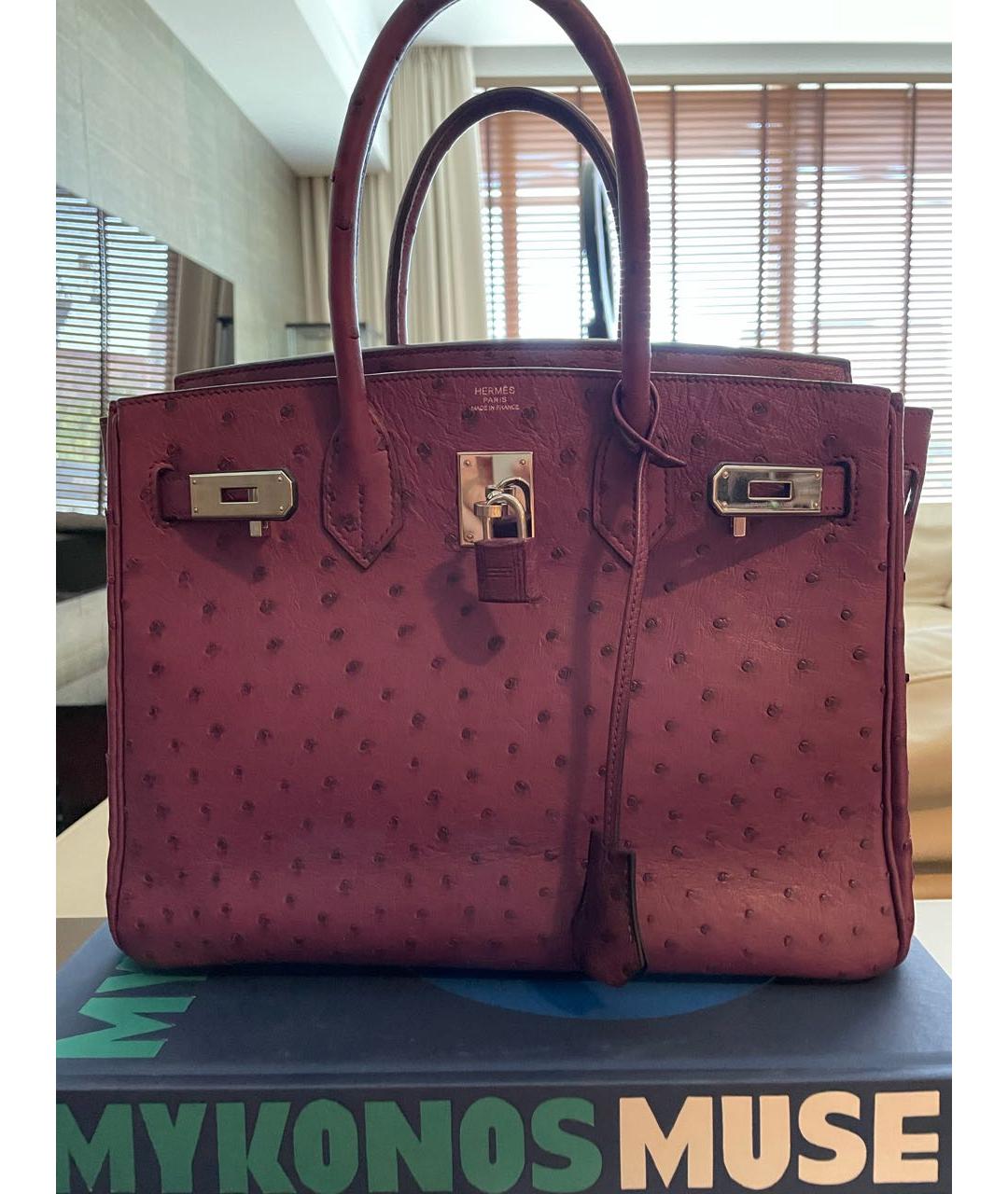 HERMES Фиолетовая сумка с короткими ручками из экзотической кожи, фото 7