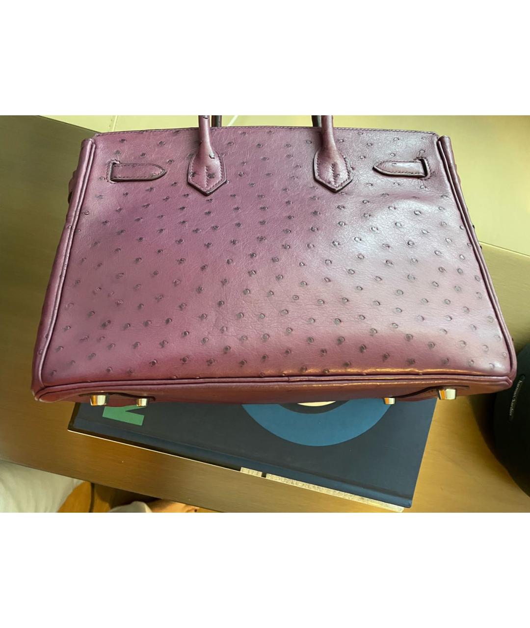 HERMES Фиолетовая сумка с короткими ручками из экзотической кожи, фото 6