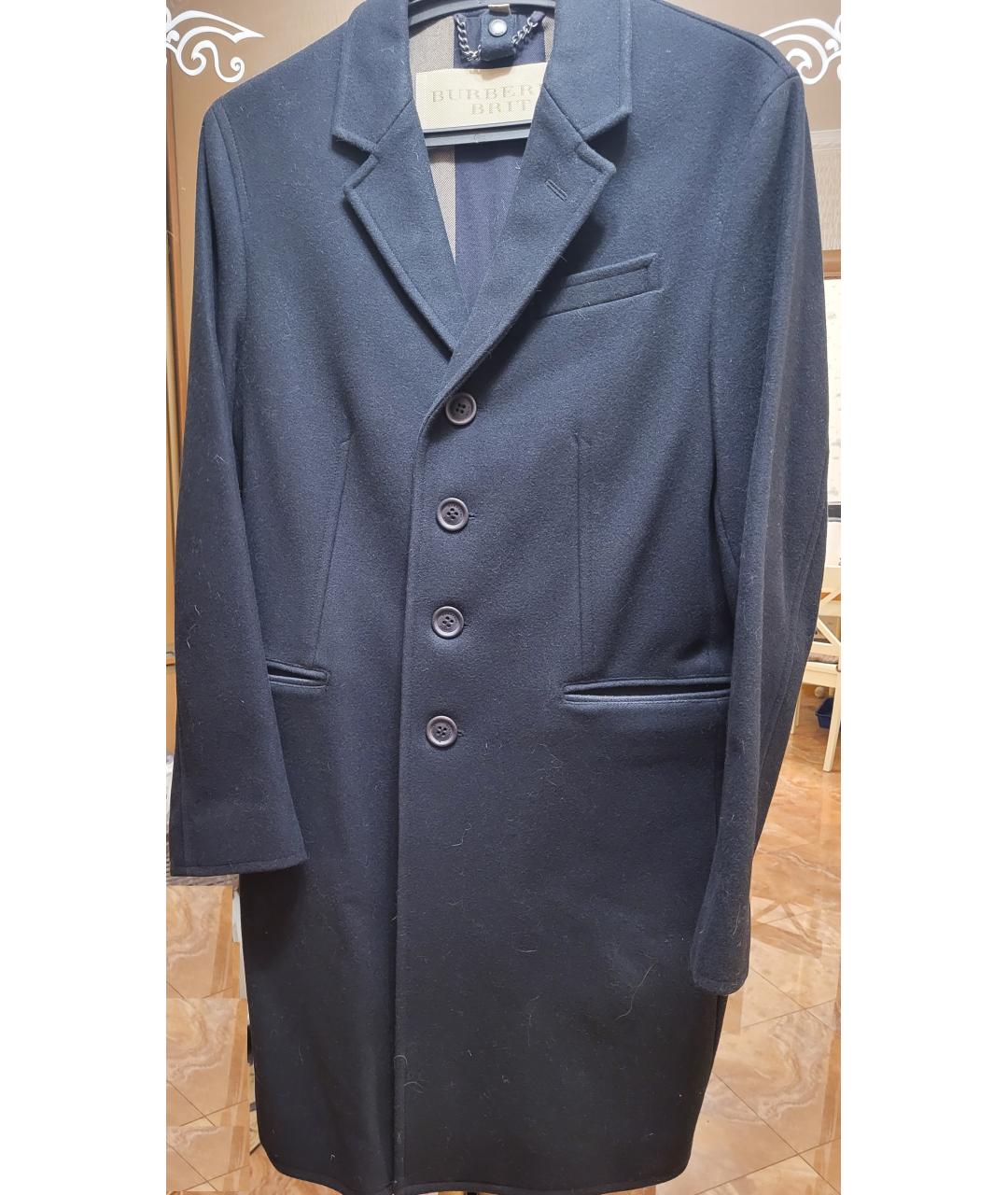BURBERRY Темно-синее шерстяное пальто, фото 8