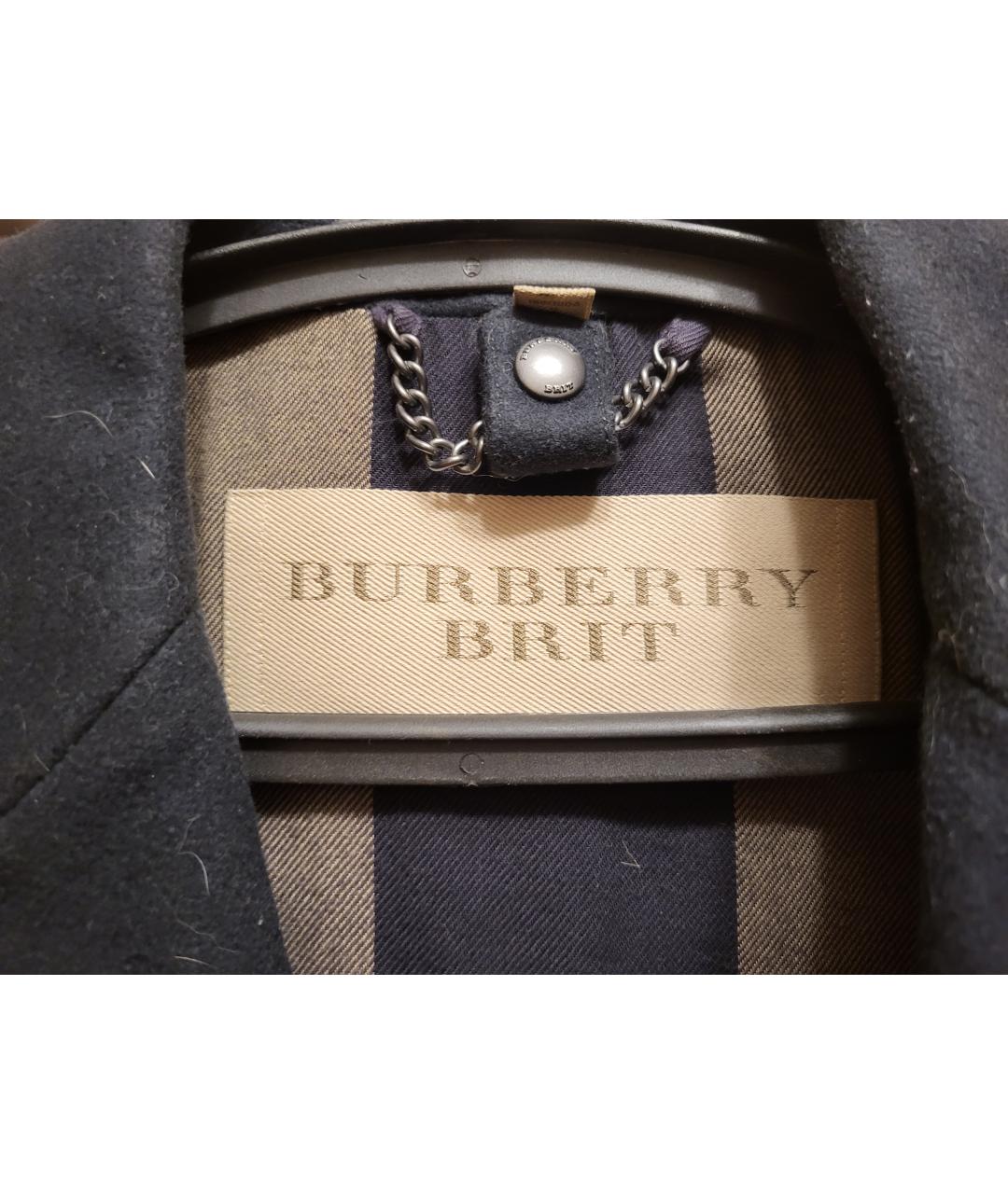 BURBERRY Темно-синее шерстяное пальто, фото 3
