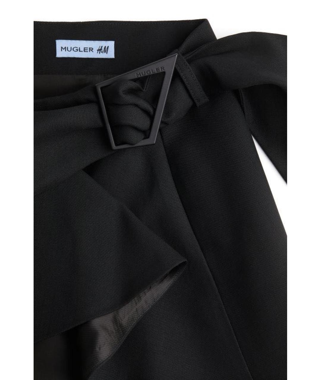 MUGLER Черная шерстяная юбка мини, фото 2
