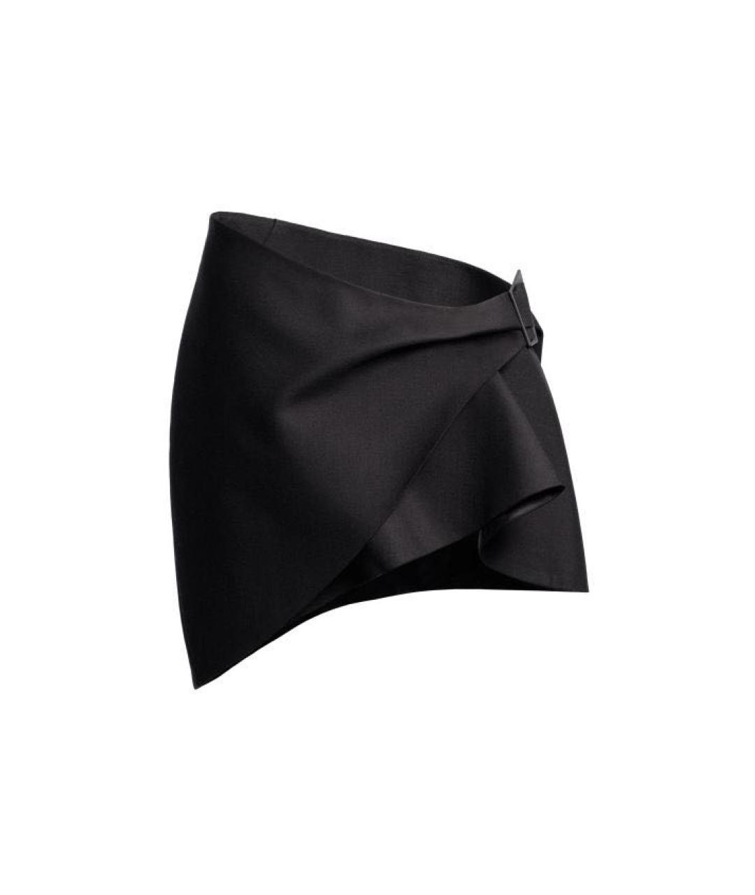 MUGLER Черная шерстяная юбка мини, фото 4