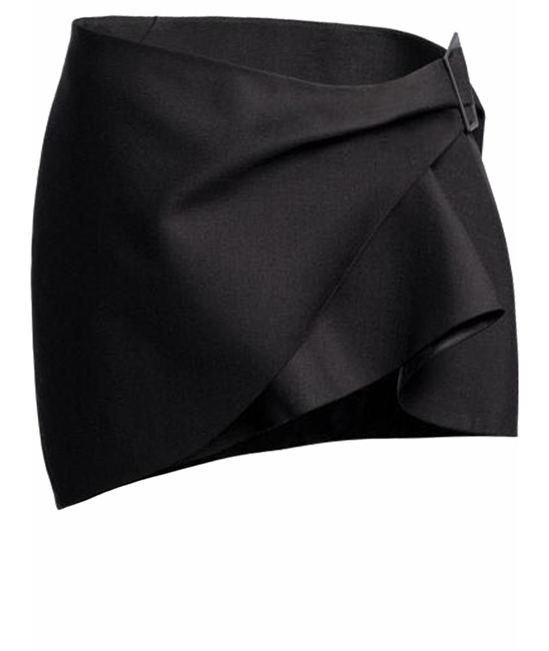MUGLER Черная шерстяная юбка мини, фото 1