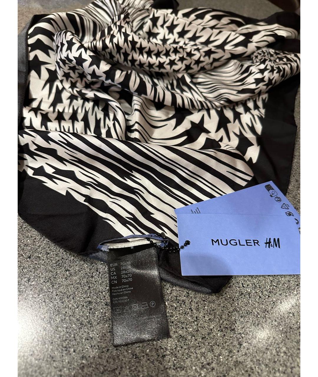 MUGLER Черный шелковый платок, фото 2