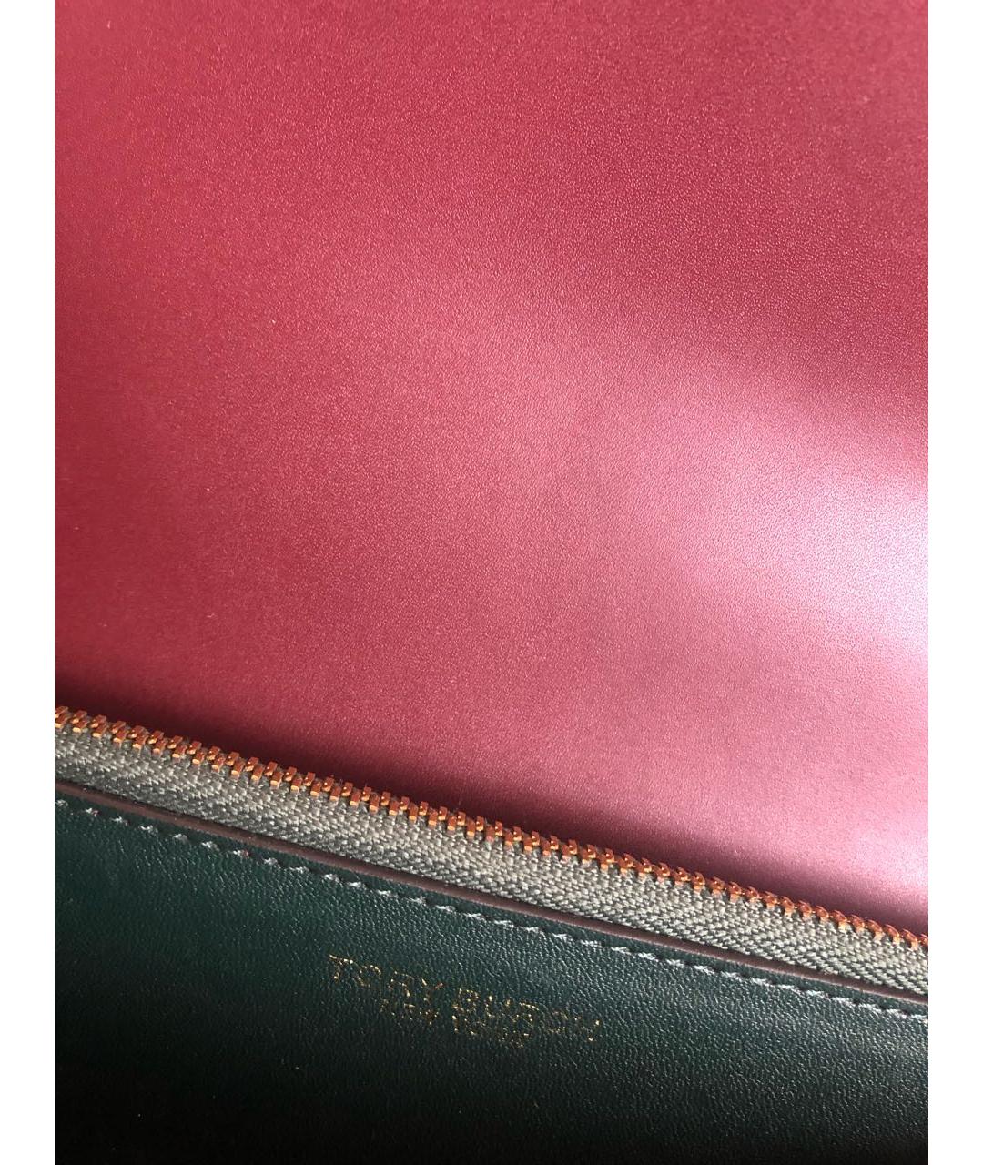 TORY BURCH Бордовая кожаная сумка через плечо, фото 7