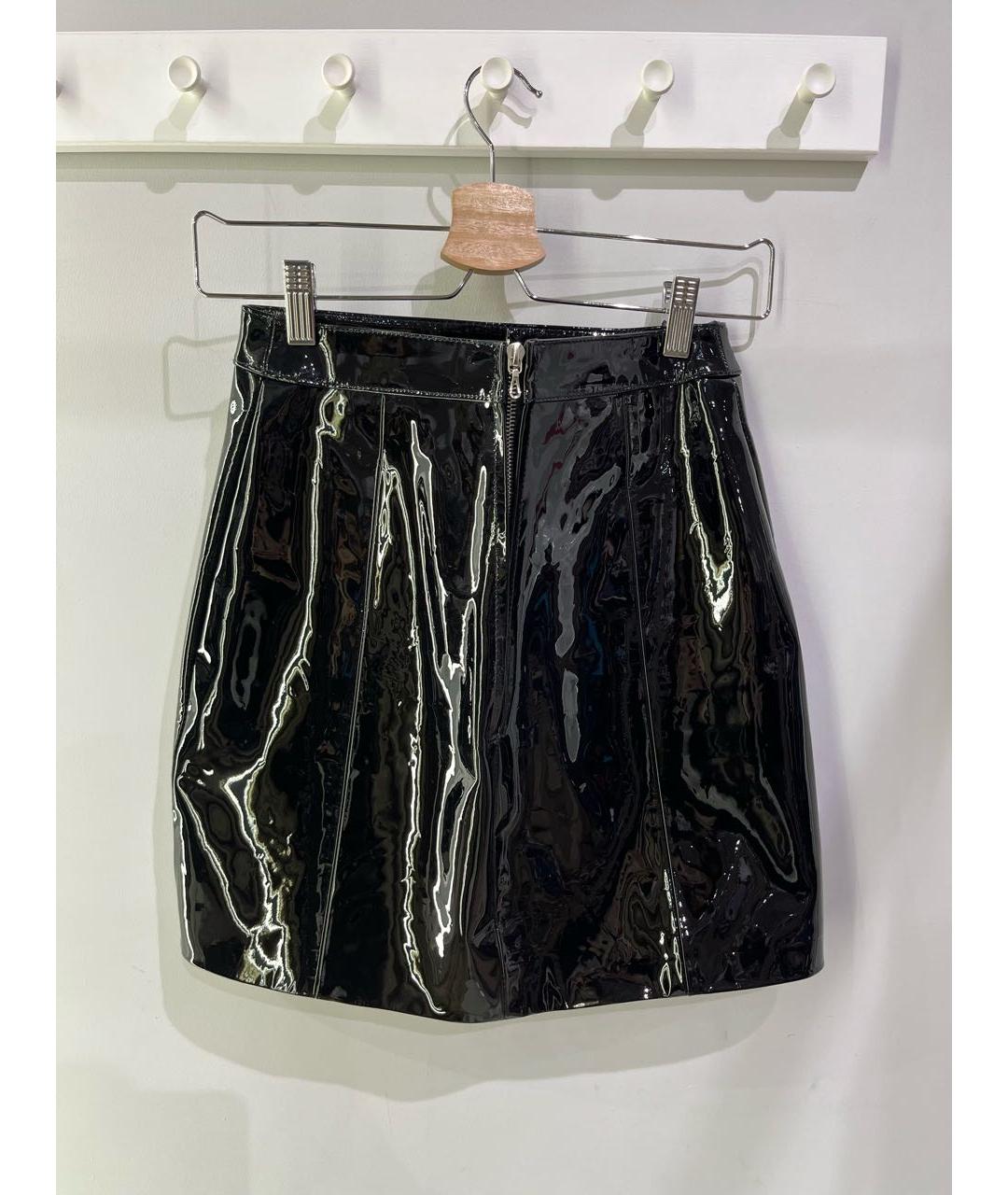 MANOKHI Черная кожаная юбка мини, фото 2