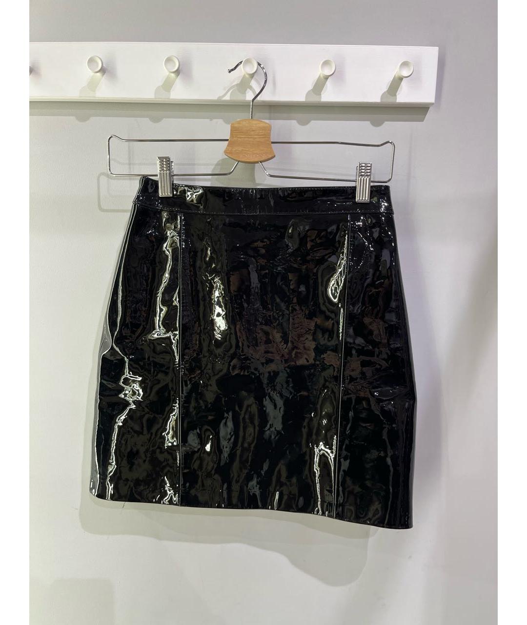 MANOKHI Черная кожаная юбка мини, фото 4