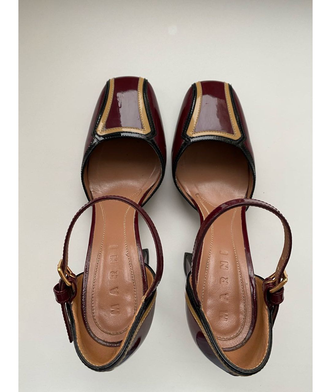 MARNI Бордовые туфли из лакированной кожи, фото 3