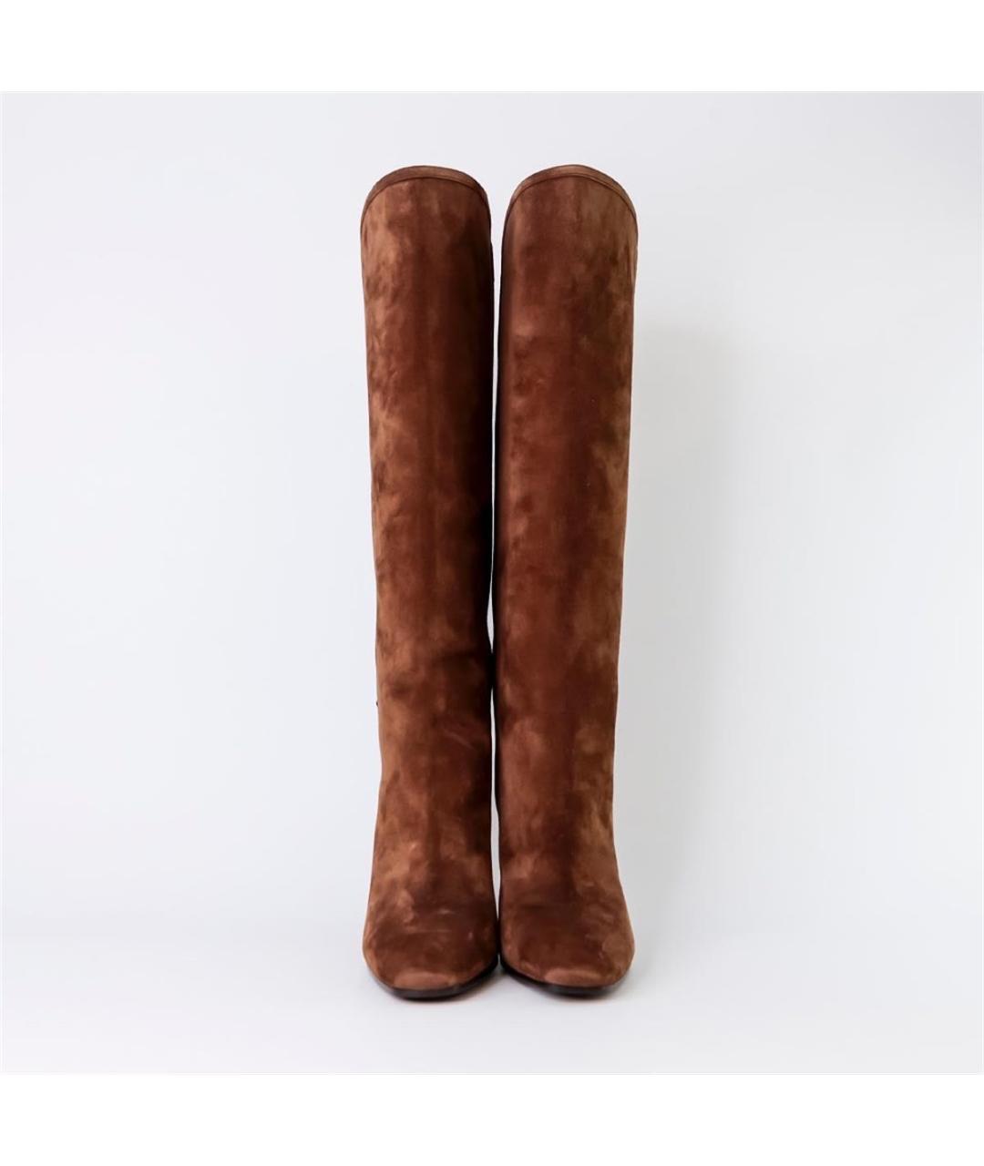 SAINT LAURENT Коричневые замшевые сапоги, фото 3