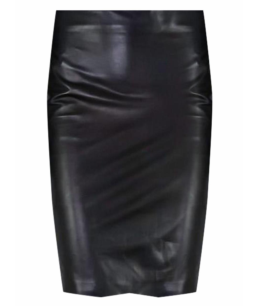 TOM FORD Черная кожаная юбка миди, фото 1
