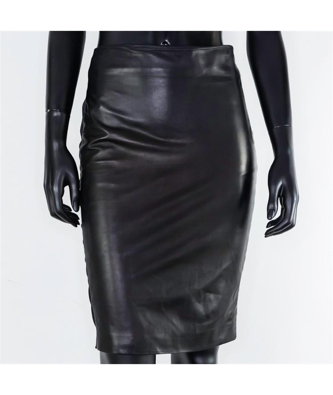 TOM FORD Черная кожаная юбка миди, фото 2