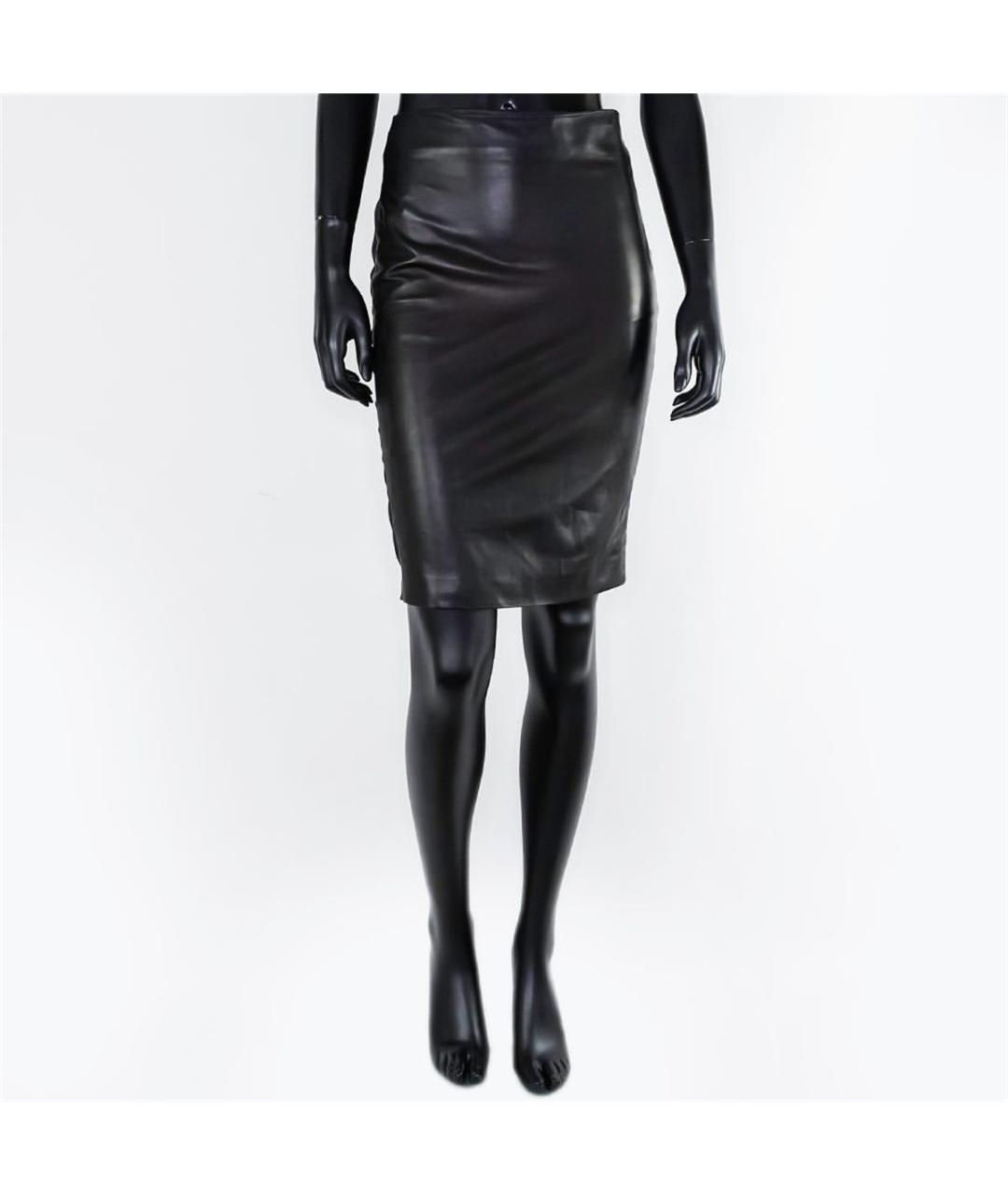 TOM FORD Черная кожаная юбка миди, фото 4