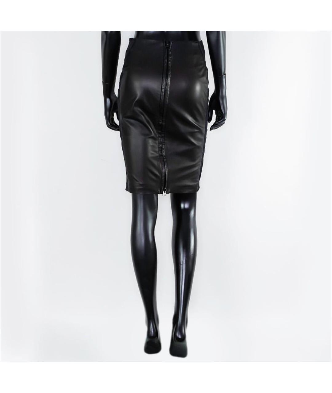 TOM FORD Черная кожаная юбка миди, фото 3