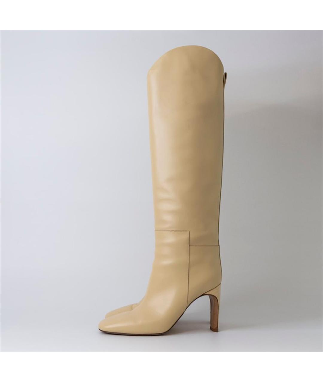 JIL SANDER Бежевые кожаные сапоги, фото 5