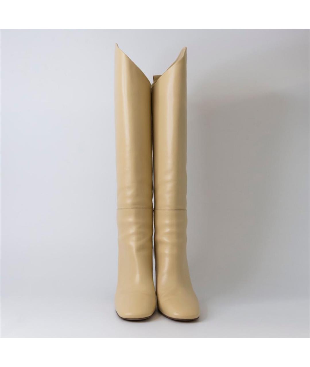 JIL SANDER Бежевые кожаные сапоги, фото 3