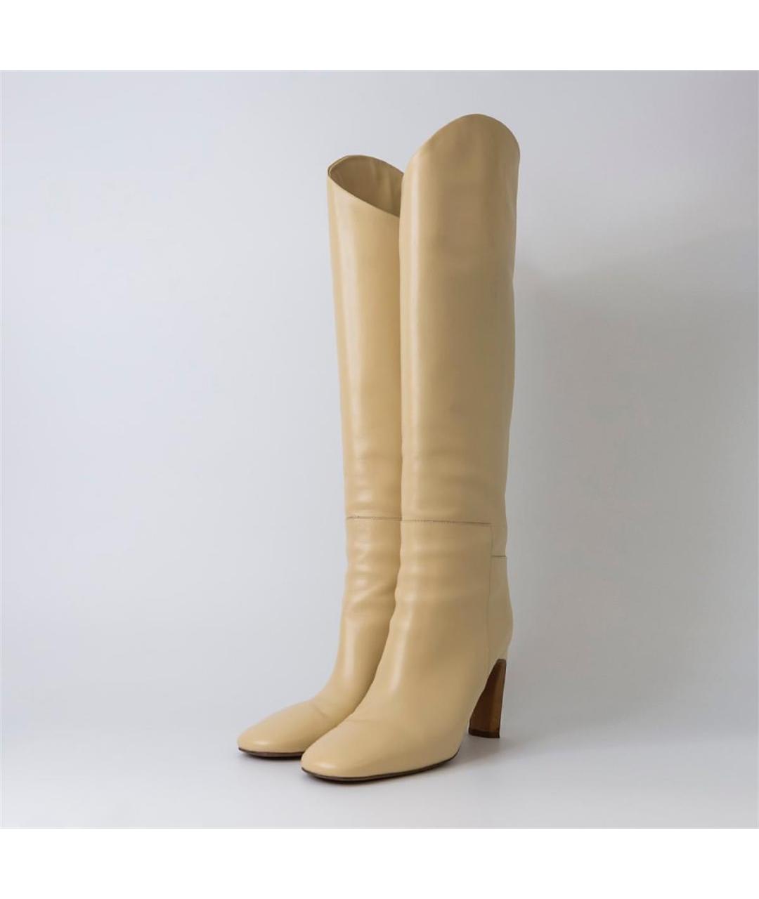 JIL SANDER Бежевые кожаные сапоги, фото 2