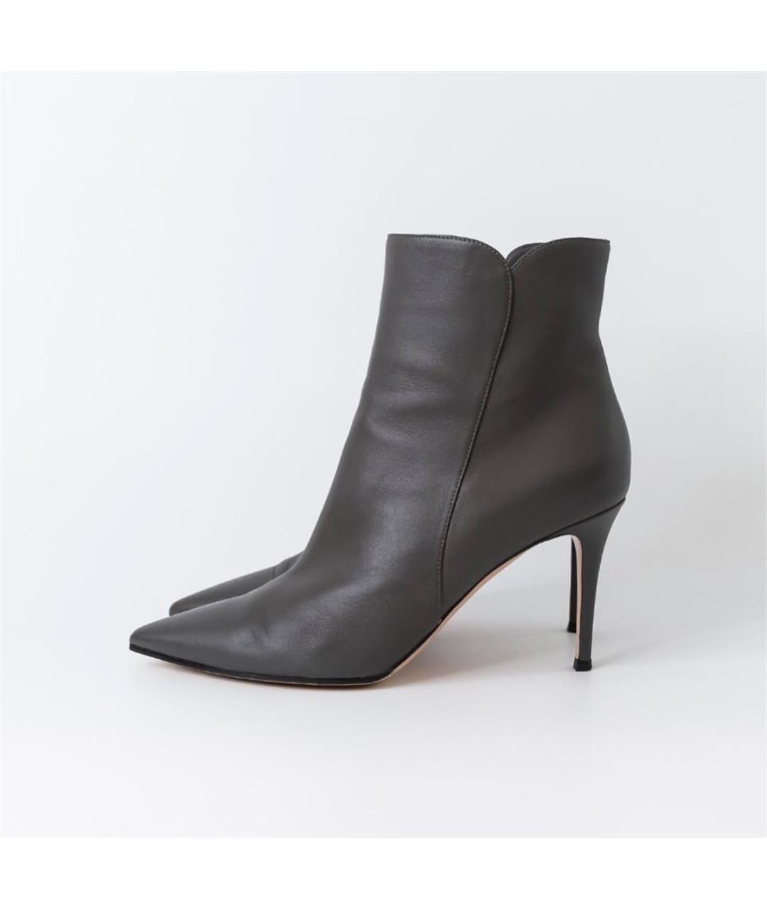 GIANVITO ROSSI Серые кожаные ботильоны, фото 5