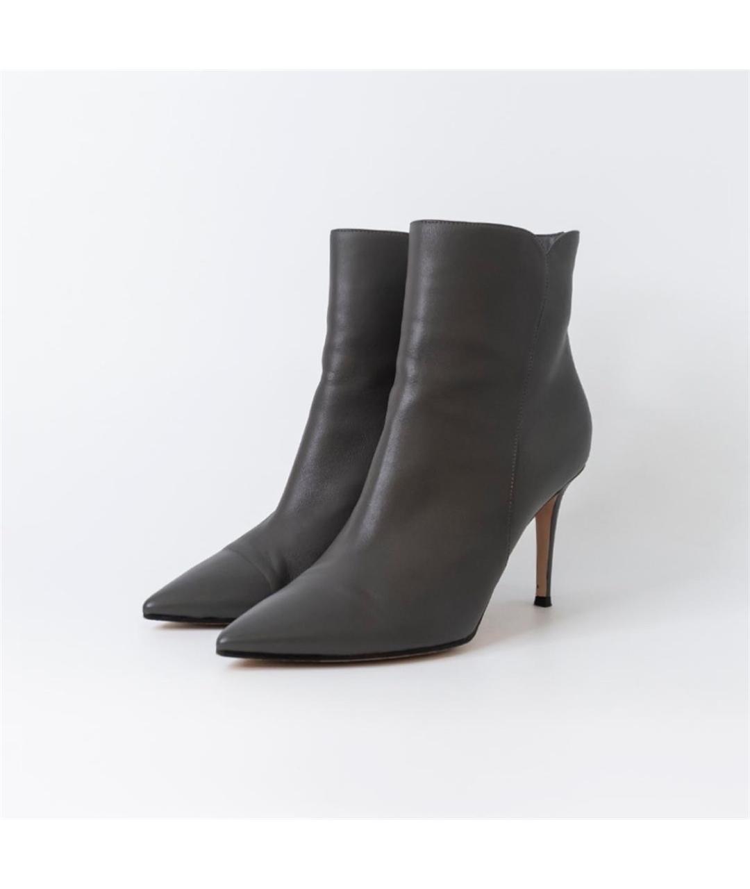 GIANVITO ROSSI Серые кожаные ботильоны, фото 2