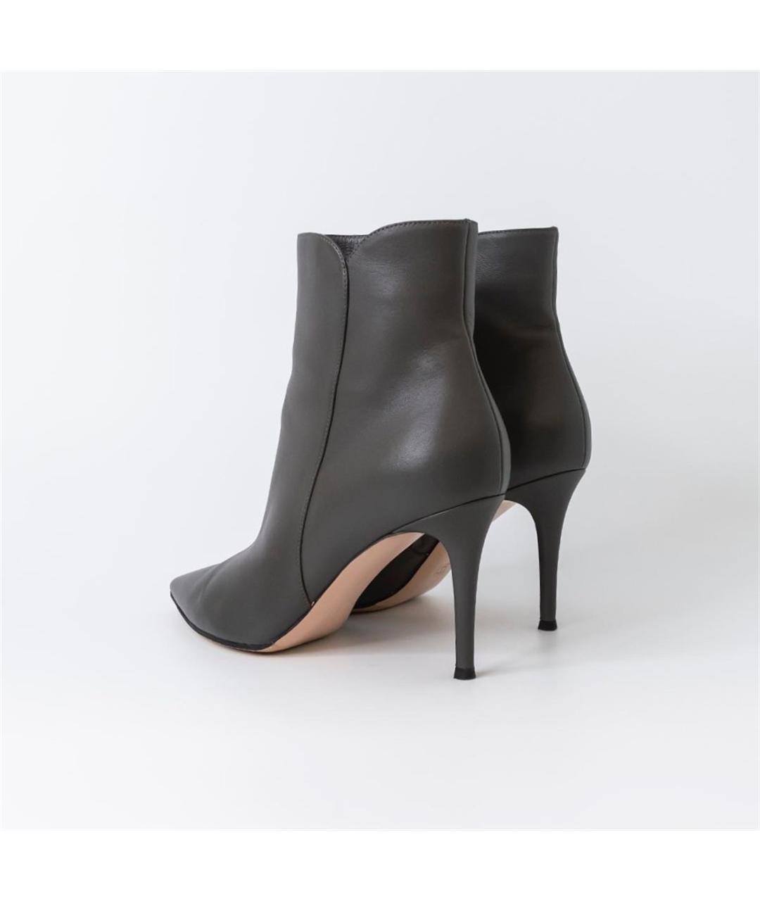 GIANVITO ROSSI Серые кожаные ботильоны, фото 4