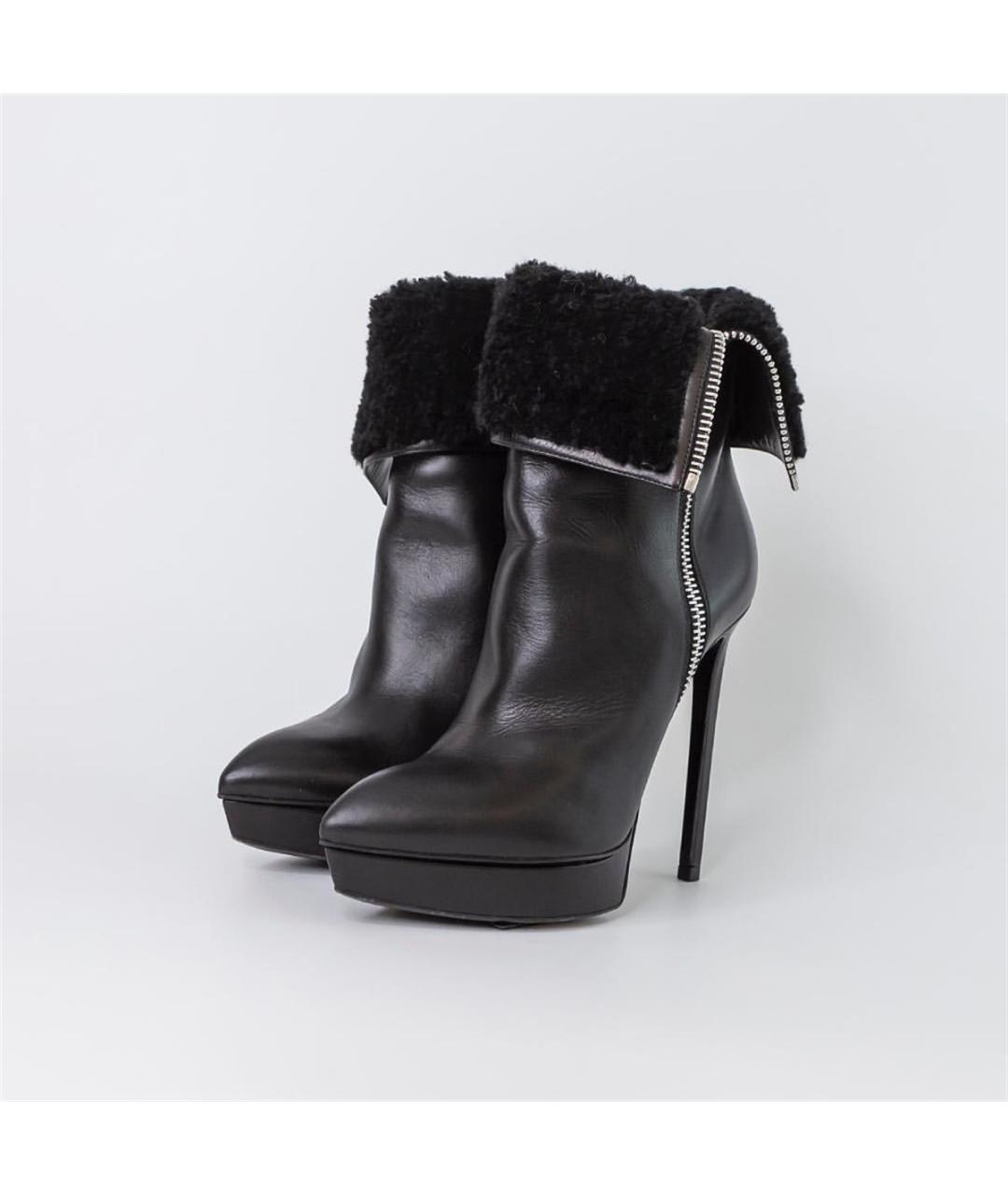 SAINT LAURENT Черные кожаные ботильоны, фото 2