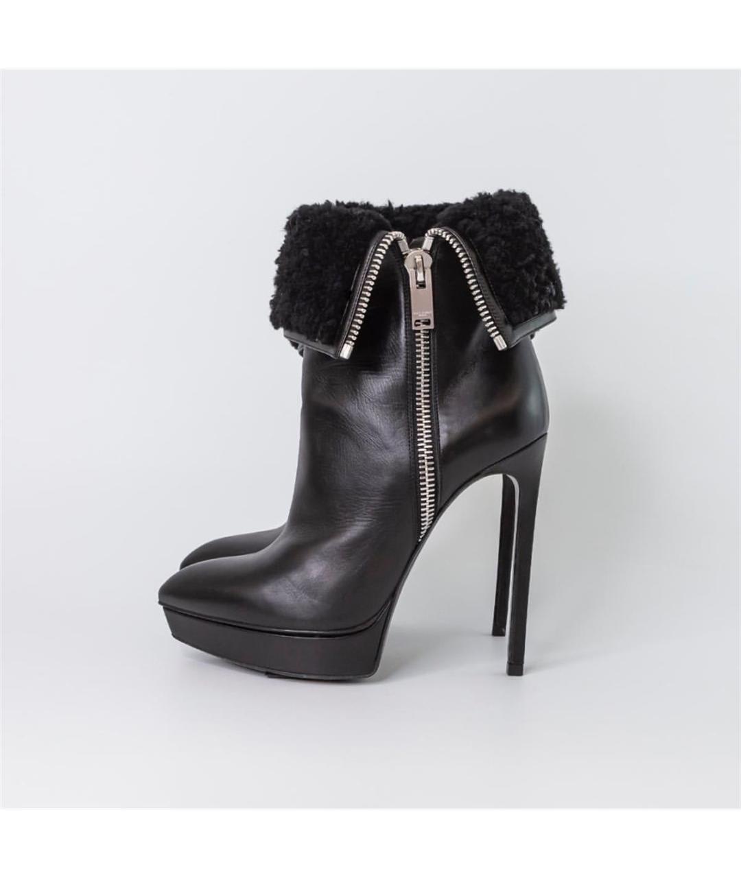 SAINT LAURENT Черные кожаные ботильоны, фото 5
